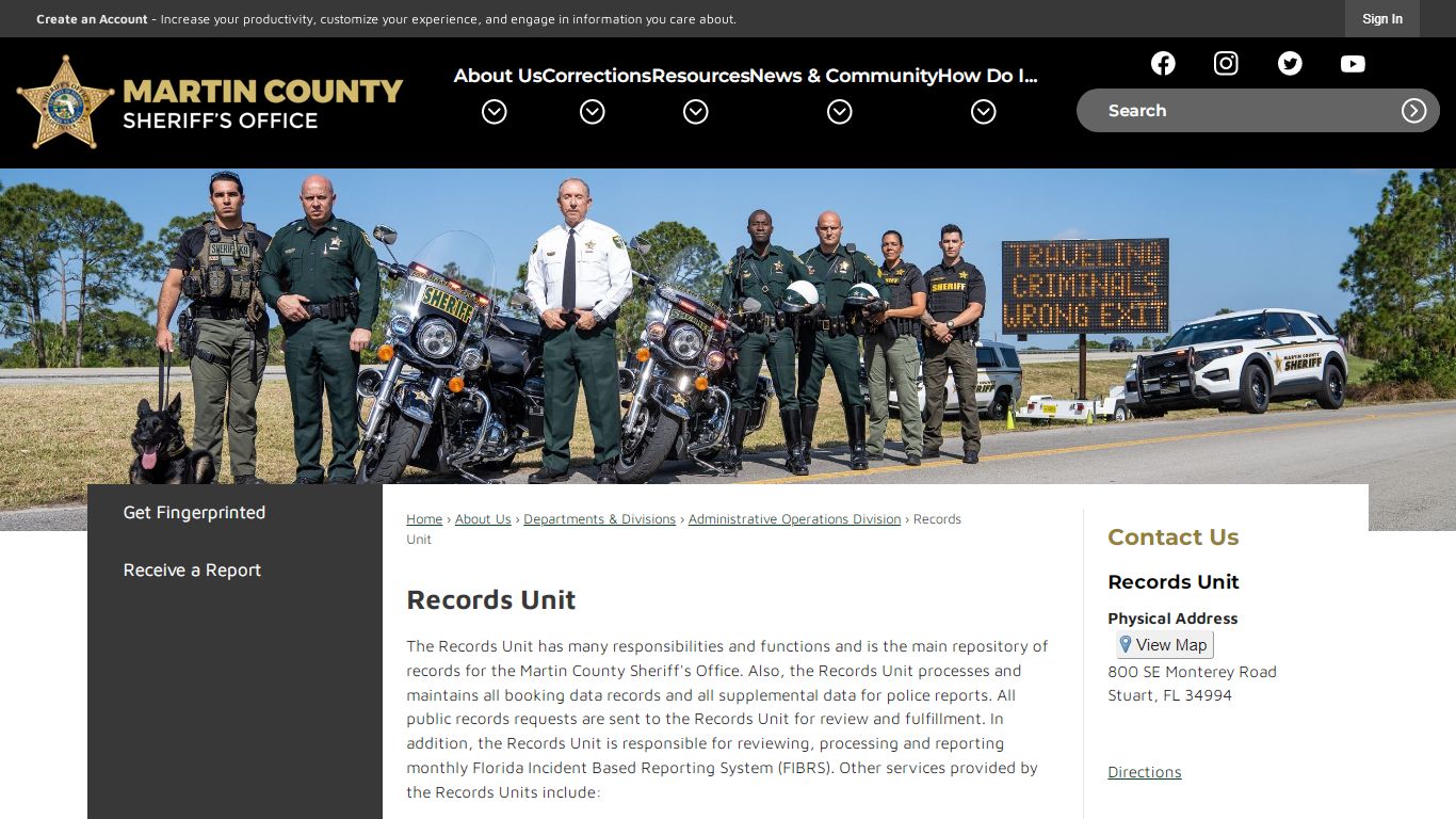Records Unit | Martin County Sheriff's Office, FL